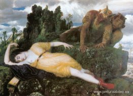 Diana durmiendo con dos faunos