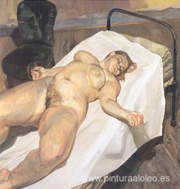 Retrato desnudo y una silla verde