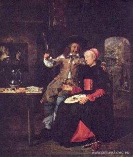 Retrato del artista con su esposa Isabella de Wolff en una taber