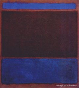 No. 3 (azul brillante, marrón, azul oscuro sobre vino)