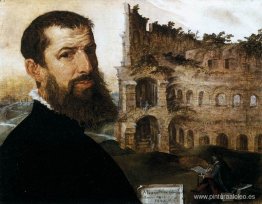 Autorretrato del pintor con el Coliseo al fondo