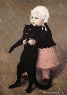 niña con gato