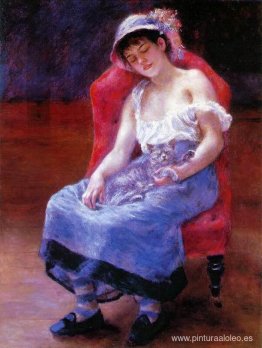 Niña dormida (Niña con un gato)