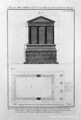 Fachada y lateral del Templo de la Sibila de Tívoli