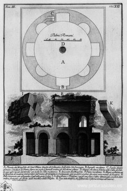 Las antigüedades romanas, t. 3, lámina XVI. Plano y sección del