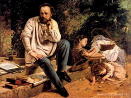 Pierre Joseph Proudhon y sus hijos en 1853