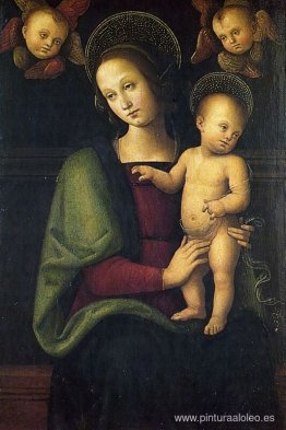 Virgen y el Niño con dos querubines