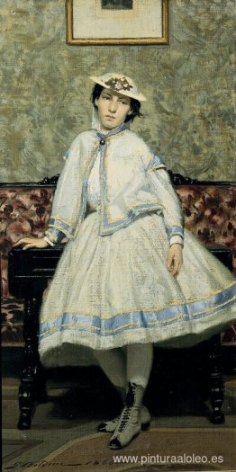 Retrato de Alaide Banti con vestido blanco