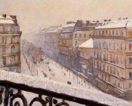 Bulevar Haussmann en la nieve