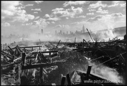 Incendio en Hoboken, frente a Manhattan