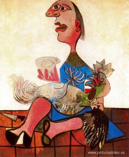 Mujer con gallo