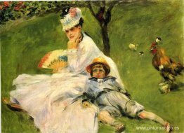 Camille Monet y su hijo Jean en el jardín de Argenteuil