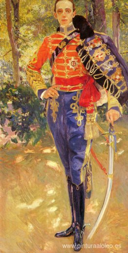 Retrato del rey Alfonso XIII con el uniforme de los húsares