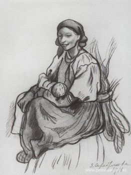 Una campesina con un niño. 