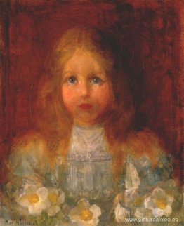 retrato de una niña con flores