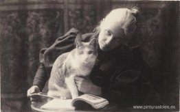 Amelia Van Buren con un gato