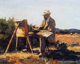 Pintor Jan Bakker en el trabajo