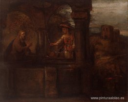 Rembrandt Cristo y la mujer de Samaria