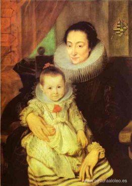 Marie Clarisse, esposa de Jan Woverius, con su hijo