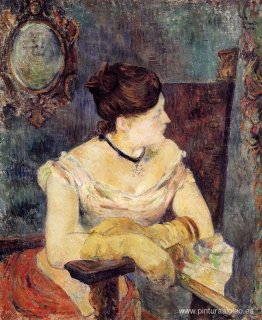 Mette Gauguin con un vestido de noche