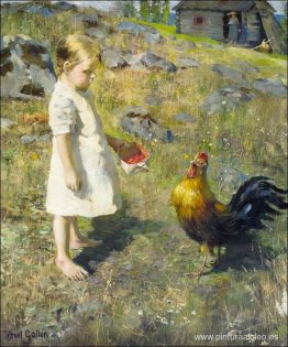 la niña y el gallo