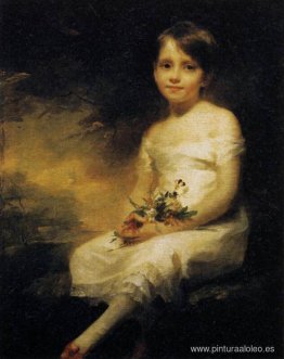 Niña sosteniendo flores, retrato de Nancy Graham