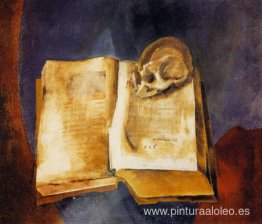 Una calavera en el libro abierto