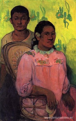 Mujer y niño tahitianos