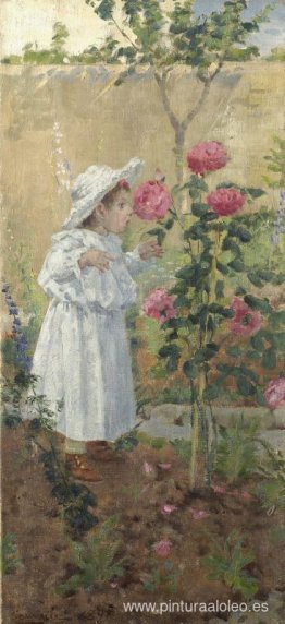 Niña entre las rosas