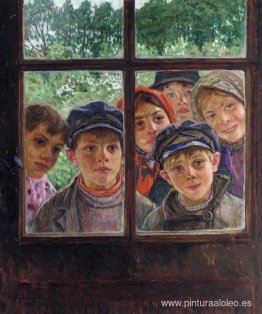 niños en la ventana