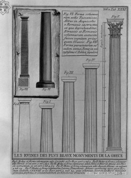 Columnas dóricas, corintias y toscanas (de Le Roy)