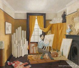 Edward Bawden trabajando en su estudio