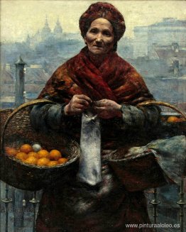 Mujer judía vendiendo naranjas