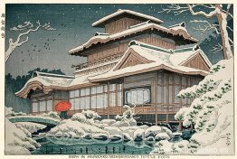 Nieve en el templo Hiunkaku, Kioto