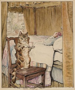 Simpkin al lado de la cama del sastre