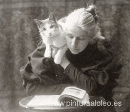 Amelia Van Buren con gato