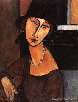 Jeanne Hebuterne con sombrero y collar