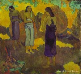 Tres mujeres tahitianas sobre un fondo amarillo, 1899 (óleo sobr