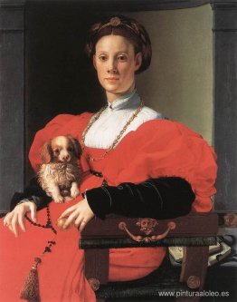 retrato de una dama con un cachorro