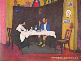 Kandinsky y Erma Bossi en la mesa de la casa Murnau