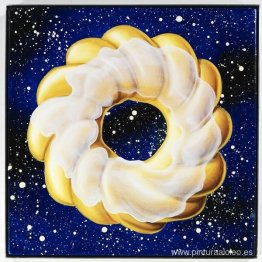 Cruller glaseado en el espacio