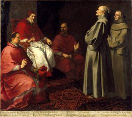 El Beato Giles levitando ante el Papa Gregorio IX