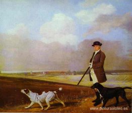 Sir John Nelthorpe, sexto baronet disparando con sus perros en B