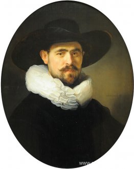 Retrato de un hombre barbudo con un sombrero de ala ancha