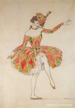 Diseño de vestuario de Columbine para Anna Pavlova en Harlequina