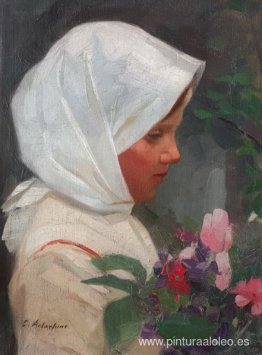 niña con flores