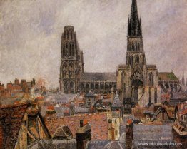 Los tejados del viejo Rouen Clima gris