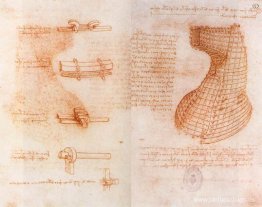 Doble página manuscrita sobre el monumento a Sforza (Molde de fu