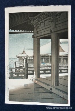 Caída de nieve en el templo Kiyomizu, Kioto