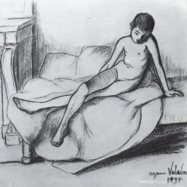 Utrillo Desnuda Sentada en un Sofá